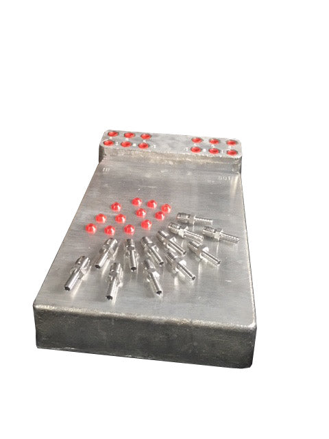 8 X 14 SIX CIRCUIT COLDPLATE, (12) 1/4 BARB FITTINGS #04C03-230 & (12) FLARE WASHERS #04E04-290 8 X 14 SIX CIRCUIT COLDPLATE, (12) 1/4 BARB FITTINGS #04C03-230 & (12) FLARE WASHERS #04E04-290