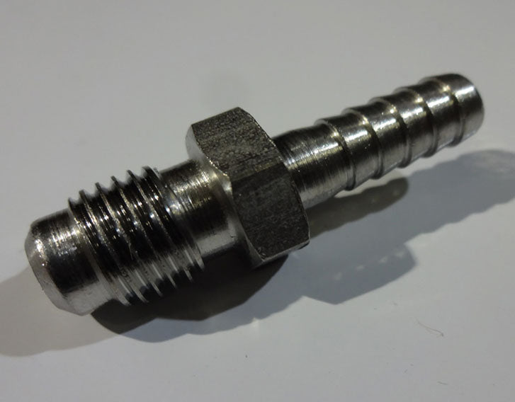 1/4” MALE FLARE x 1/4” BARB, STAINLESS ADAPTOR (QUANTITY/2)