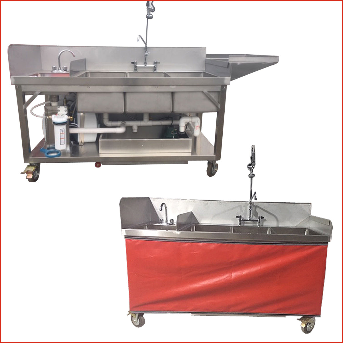 (4) Bay Stainless Sink Carts