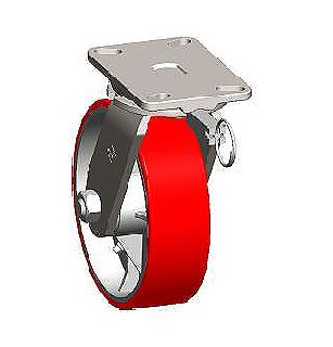 wbSwivel 8" Caster Single 2.5" Heavy Duty with Plate and Spring Pin Lock